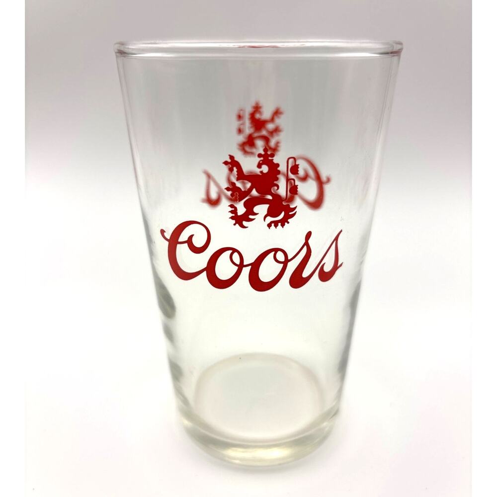 Vintage Coors Tapered Beer Drinking Glass Lion/Griffin Crest Logo Retro Bar Ware